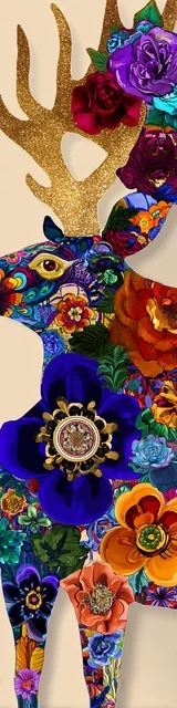 Free printable Christmas bookmarks of an abstract blue reindeer